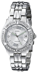 Guess Water Pro Diamonds Silver Dial Silver Steel Strap Watch For Women - G75511M
