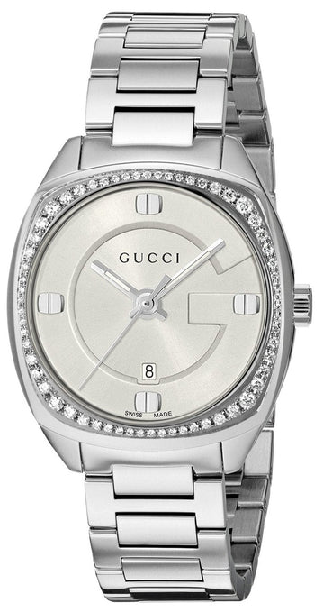 Gucci GG2570 Diamonds Silver Dial Silver Steel Strap Watch For Women - YA142505