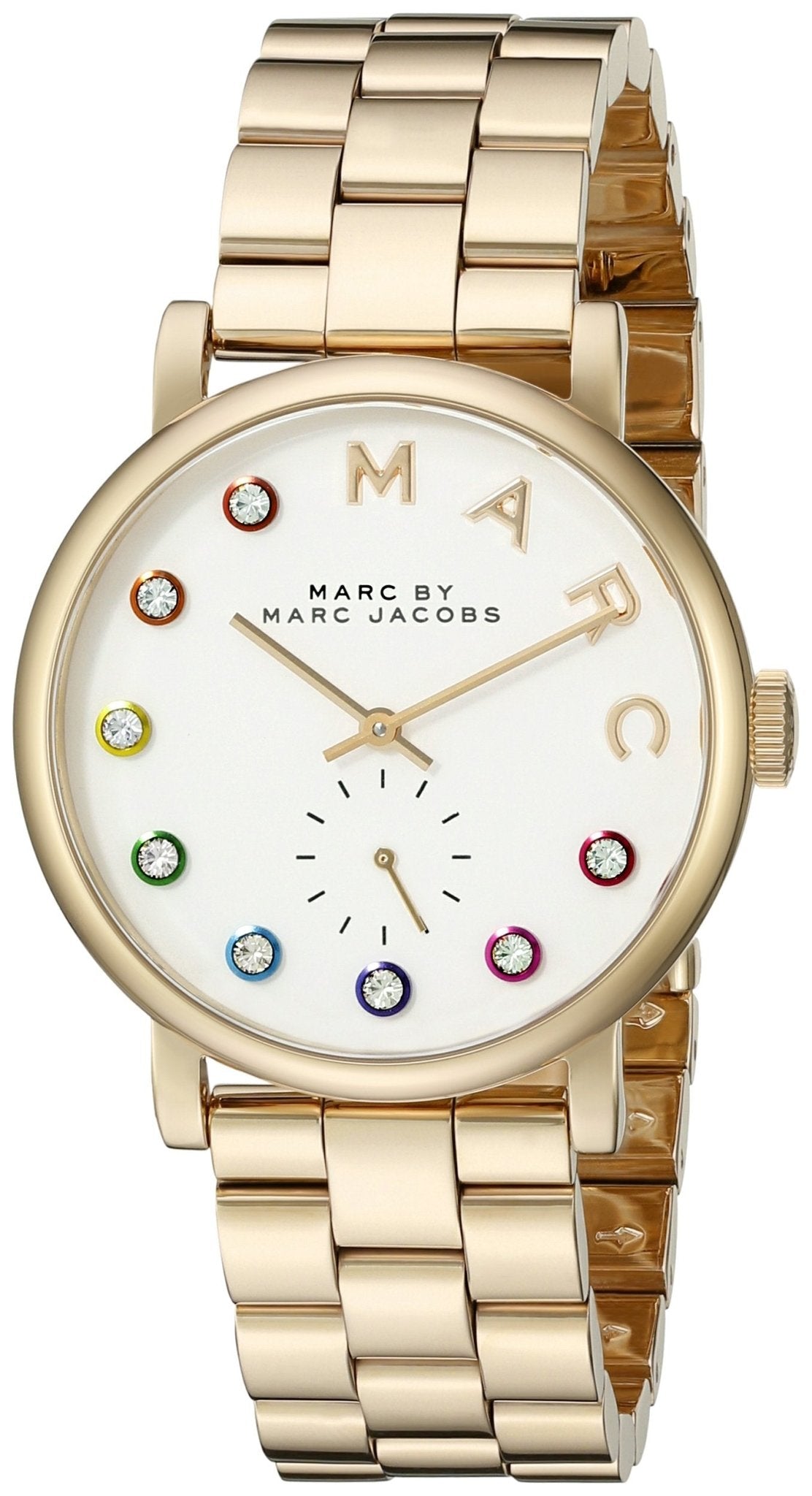 Marc Jacobs Baker White Dial Gold Steel Strap Watch for Women - MBM3440
