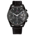 Tommy Hilfiger Baker Chronograph Black Dial Black Leather Strap Watch For Men  - 1710452