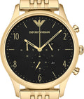 Emporio Armani Classic Chronograph Black Dial Gold Steel Strap Watch For Men - AR1893
