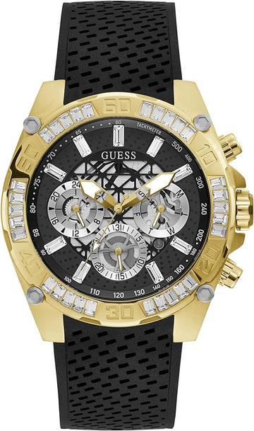 Guess Trophy Multifunction Black Dial Black Rubber Strap Watch for Men - GW0333G2