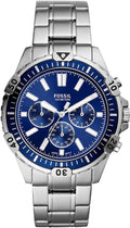 Fossil Garrett Chronograph Blue Dial Silver Steel Strap Watch for Men - FS5623