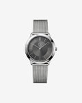 Calvin Klein Minimal Grey Dial Silver Mesh Bracelet Watch for Men - K3M22124