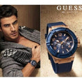 Guess Rigor Blue Dial Blue Silicone Strap Watch For Men - W0247G3