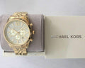 Michael Kors Lexington Chronograph Gold Dial Gold Steel Strap Watch For Men - MK8579