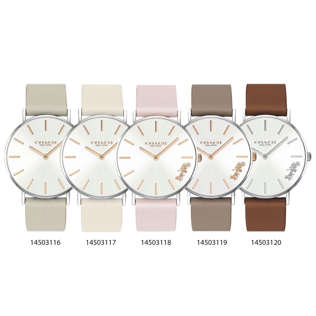 Coach Perry White Dial Pink Leather Strap Watch for Women - 14503118