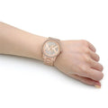 Michael Kors Ritz Analog Crystals Silver Dial Rose Gold Steel Strap Watch for Women - MK6863
