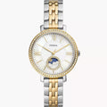 Fossil Jacqueline Analog Moonphase Mother of Pearl White Dial Two Tone Steel Strap Watch for Women - ES5166