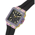 Guess Libra Black Dial Black Silicone Strap Watch For Women - GW0618L3