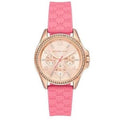 Michael Kors Mini Pilot Quartz Rose Gold Dial Pink Silicone Strap Watch For Women - MK7375