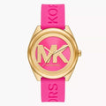 Michael Kors Janelle Quartz Pink Dial Pink Rubber Strap Watch For Women - MK7349