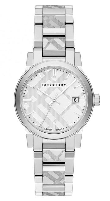 Burberry The City White Dial Silver Steel Strap Watch for Women - BU9144