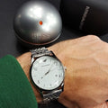 Emporio Armani Classic Silver Dial Silver Steel Strap Watch For Men - AR1867