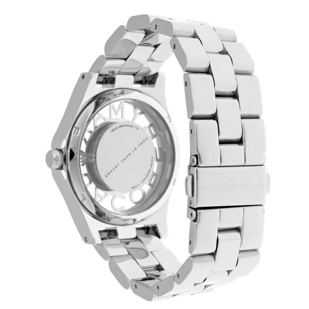 Marc Jacobs Henry Transparent Silver Dial Silver Steel Strap Watch for Women - MBM3205