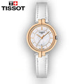 Tissot T Lady Flamingo Mother of Pearl White Dial White Leather Strap Watch For Women - T094.210.26.111.01