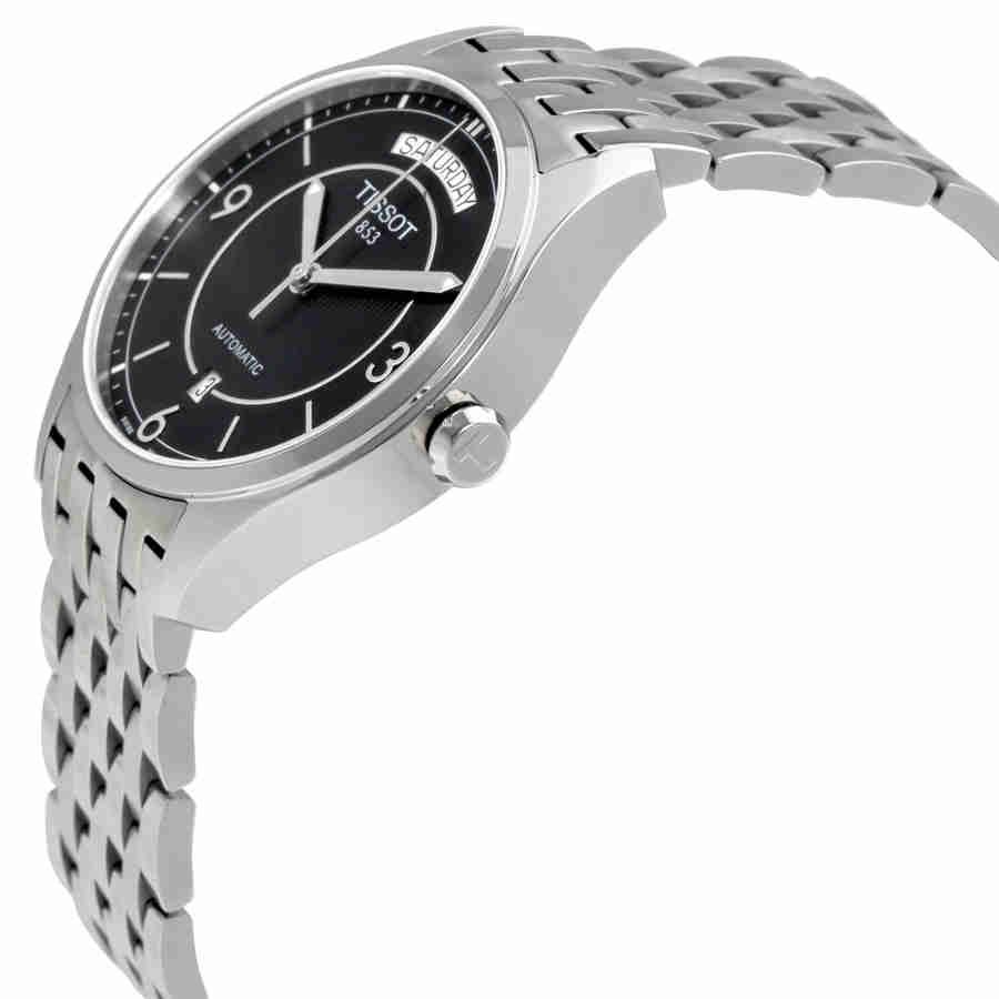 Tissot T Classic T One Automatic Black Dial Silver Steel Strap Watch For Men - T038.430.11.057.00