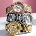 Guess Viva Diamonds Gold Dial Gold Steel Strap Watch for Women - W0111L2