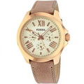 Fossil Cecile White Dial Beige Leather Strap Watch for Women - AM4532