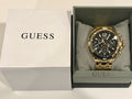 Guess Surge Chronograph Black Dial Gold Steel Strap Watch for Men - W1258G2