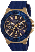 Guess Force Blue & Rose Gold Dial Blue Silicone Strap Watch For Men - W0674G2