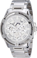 Guess King Quartz Silver Dial Silver Steel Strap Watch For Men - GW0497G1