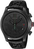 Gucci G Timeless Chronograph Black Dial Black Leather Strap Watch For Men - YA126244