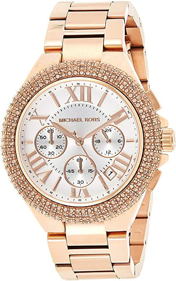 Michael Kors Camille Chronograph White Dial Rose Gold Steel Strap Watch for Women - MK5636
