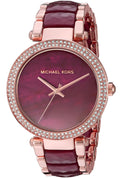 Michael Kors Parker Maroon Dial Two Tone Steel Strap Watch for Women - MK6412