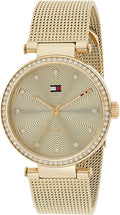 Tommy Hilfiger Lynn Quartz Gold Dial Gold Mesh Bracelet Watch For Women - 1781864