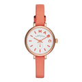 Marc Jacobs Sally White Dial Orange Leather Strap Watch for Women - MBM1355