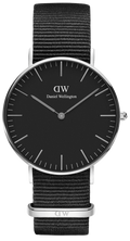 Daniel Wellington Classic Cornwall Black Dial Black Nylon Strap Watch For Women - DW00100149