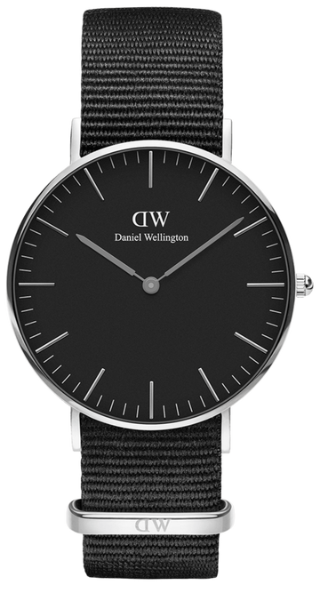 Daniel Wellington Classic Cornwall Black Dial Black Nylon Strap Watch For Women - DW00100149