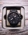 Fossil Nate Chronograph Black Dial Black Steel Strap Watch for Men - JR1401