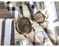 Burberry The City Gold Dial Haymarket Brown Leather Strap Watch for Women - BU9026