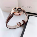 Gucci G Interlocking Brown Dial Brown Leather Strap Watch For Women - YA133504