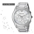Emporio Armani Valente Chronograph Silver Dial Silver Steel Strap Watch For Men - AR11081