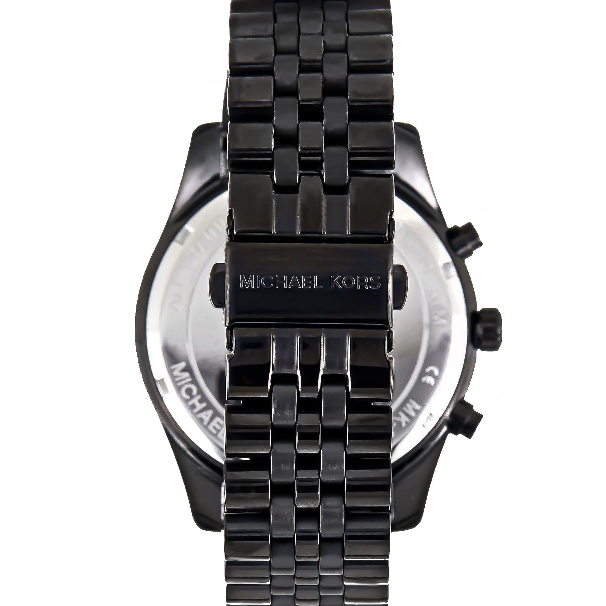 Michael Kors Lexington Chronograph Black Dial Black Steel Strap Watch for Men - MK8603