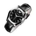 Emporio Armani Velente Black Dial Black Leather Strap Watch For Women - AR0644