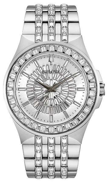 Bulova Phantom Crystal Silver Dial Silver Steel Strap Watch for Men - 96A236