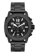 Fossil Machine Chronograph Black Dial Black Steel Strap Watch for Men - FS4927
