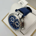 Versace Aion Chronograph Blue Dial Blue Leather Strap Watch for Men - VE1D01220