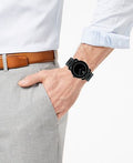 Movado Bold Black Dial Black Steel Strap Watch For Men - 3600047