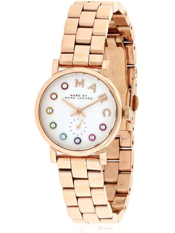 Marc Jacobs Baker Dexter White Dial Rose Gold Steel Strap Watch for Women - MBM3443