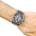 Fossil Nate Chronograph Gunmetal Dial Grey Steel Strap Watch for Men - JR1437