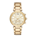 Michael Kors Sawyer White Dial Gold Steel Strap Watch for Women - MK6362