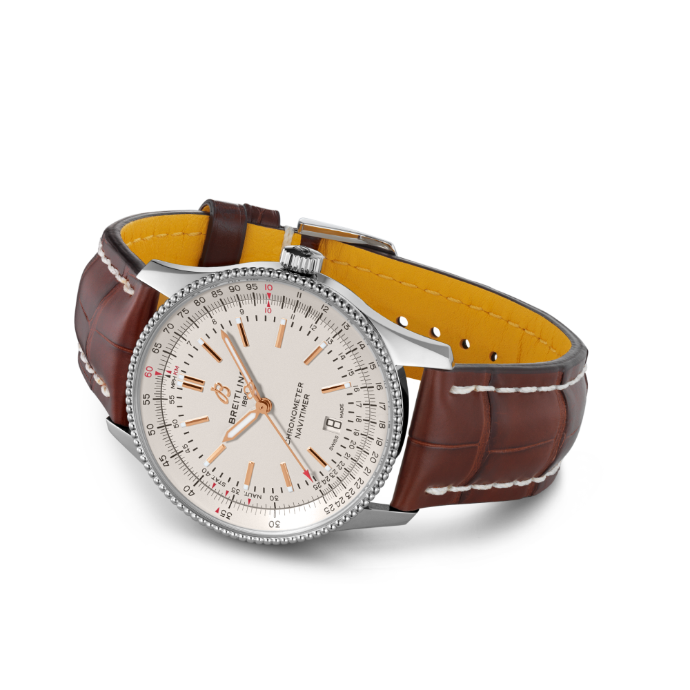 Breitling Navitimer Automatic 41 White Dial Brown Leather Strap Watch for Men - A17326211G1P2