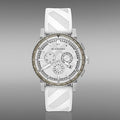 Burberry The City Chronograph Silver Dial White Rubber Strap Watch for Men - BU9810