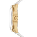 Michael Kors Jessa Multifunction Gold Dial White Leather Strap Watch For Women - MK7204