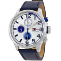 Tommy Hilfiger Jackson Silver Dial Black Leather Strap Watch for Men - 1791240